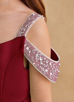Azazie Jodi Flower Girl Dresses Burgundy A-Line Matte Satin Dress image6