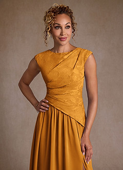 Azazie Kalleen Moeder van de bruid jurken A-Lijn Jurk van Chiffon Geplooid Boterbabbelaar image6