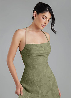 Azazie Tatum Bridesmaid Dresses Pistachio A-Line Corset Floral Burnout Dress image3