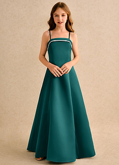 Azazie Izel Girls Formal Flower Girl Klänningar Klä A-Line i Matt satäng Plisserad image6