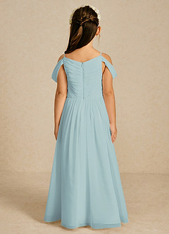 Azazie Chelle Flower Girl Dresses Sea Glass A-Line Pleated Chiffon Dress image2
