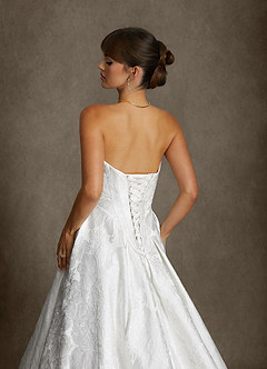 Azazie Bria Wedding Dresses Diamond White Ball-Gown Strapless Floral Jacquard Dress image6