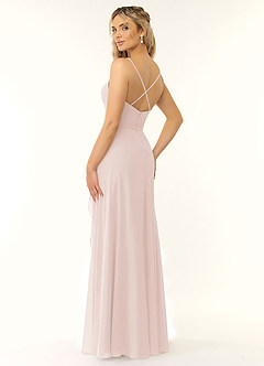 Azazie Naeem Bridesmaid Dresses Rose Petal A-Line V-Neck Ruffle Chiffon Dress image4