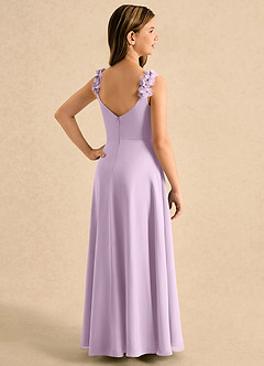 Azazie Masie Girls Formal Flower Girl Dresses Frosted Lilac A-Line Pleated Chiffon Dress image2