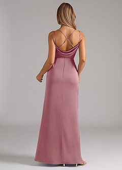 Azazie Callan Final Sale Vintage Mauve A-Line Pleated Stretch Satin Convertible Dress image2