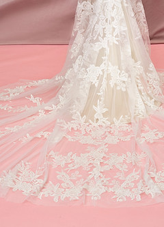 Azazie Judith Vestidos de novia Vestido de Blanco Diamante Champán de Tul de Corte Sirena con Lentejuela image9