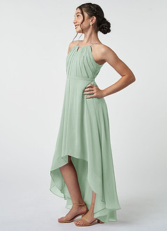 Azazie Oaklynn Junior Agave A-Line Pleated Chiffon Dress image4