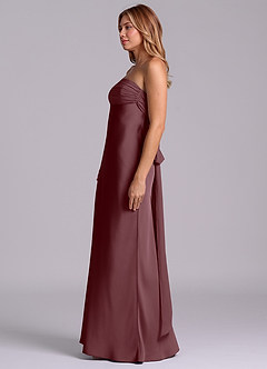 Azazie Ailanie Brudtärnklänningar Klä av Tubklänning i Stretch Satin Axelbandslös Sangria image6