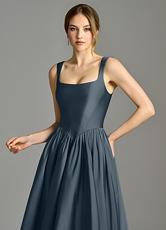 Azazie Verina Bridesmaid Dresses Twilight A-Line Pleated Stretch Satin Dress image2