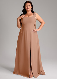 Azazie Debra Bridesmaid Dresses Champagne Rose A-Line with Pockets Chiffon Convertible Dress image10