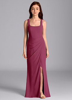 Azazie Mero Junior Mulberry Mermaid Pleated Chiffon Dress image1