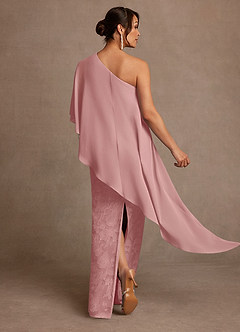 Azazie Wilma Mother of the Bride Dresses Dusty Rose Sheath One Shoulder Floral Burnout Dress image4