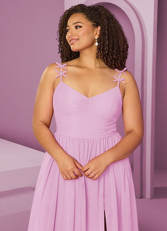 Barbie ♥ Azazie Bridesmaid Dresses Candy Pink A-Line Pleated Chiffon Dress image13