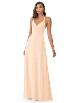 Azazie Davis Bridesmaid Dresses Pearl Pink A-Line V-Neck Chiffon Dress image13