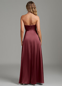 Azazie Niveah Bridesmaid Dresses Merlot A-Line Strapless Stretch Satin Convertible Dress image8