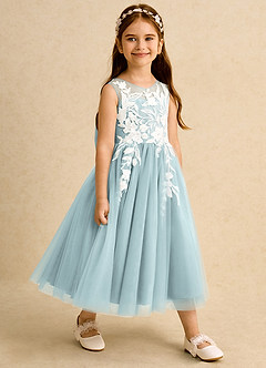 Azazie Sundae 플라워 걸 드레스 볼가운 레이스 티 길이 드레스 image4