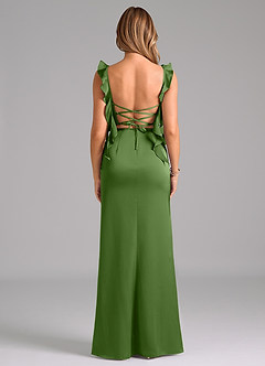 Azazie Jessamine Bridesmaid Dresses Basil Sheath Corset Stretch Satin Dress image6