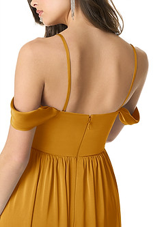 Azazie Morana Bridesmaid Dresses Butterscotch A-Line Off the Shoulder Stretch Satin Convertible Dress image9