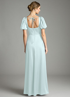 Azazie Fyona Bridesmaid Dresses Sea Glass A-Line Pleated Stretch Satin Dress image7