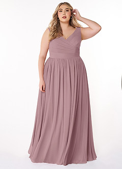 Azazie Keyla Bridesmaid Dresses Dusty Rose A-Line V-Neck Pleated Chiffon Dress image6