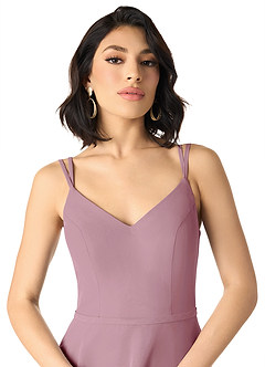 Azazie Janine Bridesmaid Dresses Vintage Mauve A-Line V-Neck Chiffon Dress image3