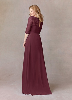 Azazie Leonine Mother of the Bride Dresses Cabernet A-Line Scoop lace Chiffon Dress image4