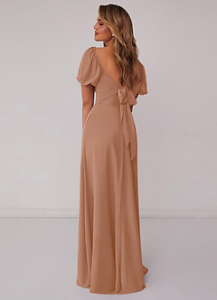 Barbie ♥ Azazie Jurken voor bruidsmeisjes Jurk van Chiffon met A-Lijn Geplooid Champagne Roos image3