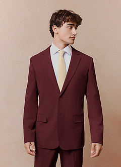 front Savile Burgundy Wool Blend Suit Jacket