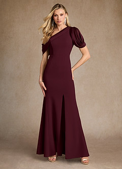 Azazie Paris Klänningar till brudens mor Klänning Sjöjungfru i Stretch crepe Plisserad Cabernet image4