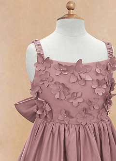 Azazie Midge Blumenmädchenkleider A-Linie Schleifen Matte Satin Kleid Altrosa image8