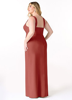 Azazie Denice Bridesmaid Dresses Terracotta Sheath Pleated Chiffon Dress image12