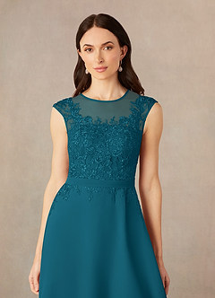 Azazie Klaus Mother of the Bride Dresses Ink Blue A-Line Scoop Sequins Chiffon Dress image5