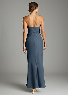 Azazie Saylor Vestidos de damas de honor Vestido de Neptuno de Gasa de Corte Sirena con Sin tirantes image11