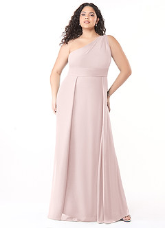 Azazie Dallas Bridesmaid Dresses Blushing Pink A-Line One Shoulder Chiffon Dress image6