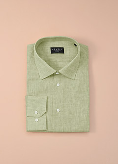 front Elliot Dusty Sage 100% Linen Dress Shirt