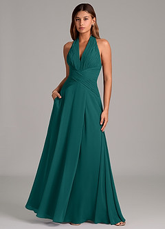 Azazie Elizabeth Bridesmaid Dresses Peacock A-Line Pleated Chiffon Dress image5