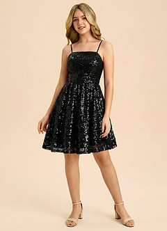 Azazie Lilah Junior Formal Linia A Cekiny Mini Młodsza druhna Sukienka image5