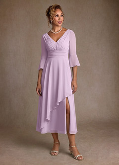 Azazie Aerynne Mother of the Bride Dresses Frosted Lilac A-Line Pleated Chiffon Dress image4