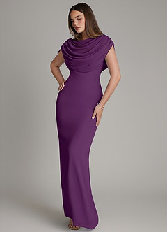 Azazie Hadley Bridesmaid Dresses Grape Mermaid Pleated Chiffon Dress image8