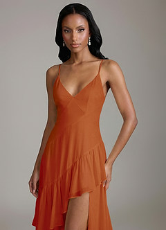 Azazie Elaina 신부 들러리 드레스 A라인 쉬폰 바닥 길이 드레스 image5