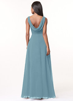 Azazie Karina Bridesmaid Dresses Moody Blue A-Line Pleated Chiffon Dress image2