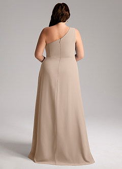 Azazie Brooke Bridesmaid Dresses Taupe A-Line One Shoulder Chiffon Dress image2