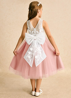 Azazie Lina Flower Girl Dresses Ivory Rosette Ball-Gown Lace Dress image1
