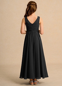 Azazie Ducky Girl Flower Girl Dresses Black A-Line Pleated Chiffon Dress image2