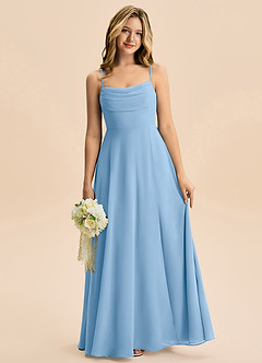 Azazie Bear Junior Powder Blue A-Line Pleated Chiffon Dress image1