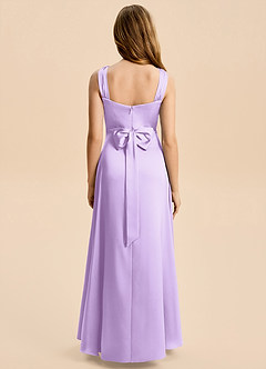 Azazie Kiki Junior Lilac A-Line Bow Stretch Satin Dress image5