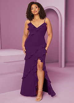 Barbie ♥ Azazie Bridesmaid Dresses Grape Sheath Chiffon Dress image9