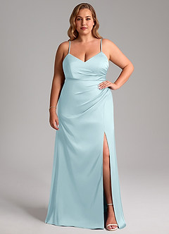 Azazie Azuree Brudtärnklänningar Klä av A-Linje i Stretch Satin Plisserad Molnblått image9