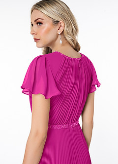 Azazie Kara Modest Bridesmaid Dresses A-Line Pleated Chiffon Floor-Length Dress image12