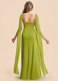 Azazie Chelsea Junior Lemongrass Sheath Pleated Stretch Satin Dress image2